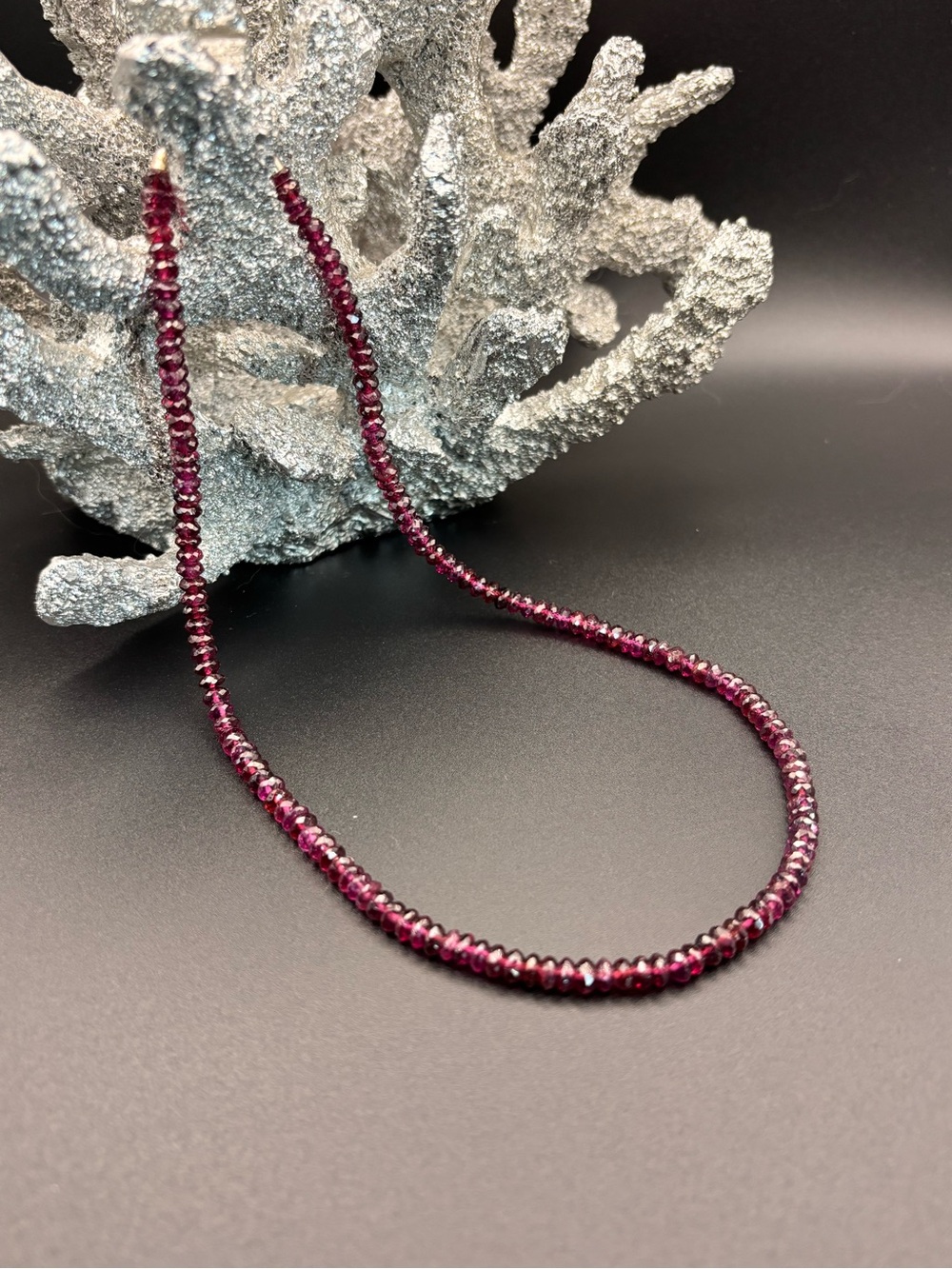 85 ct Natural Red Garnet Faceted Gemstone Necklace